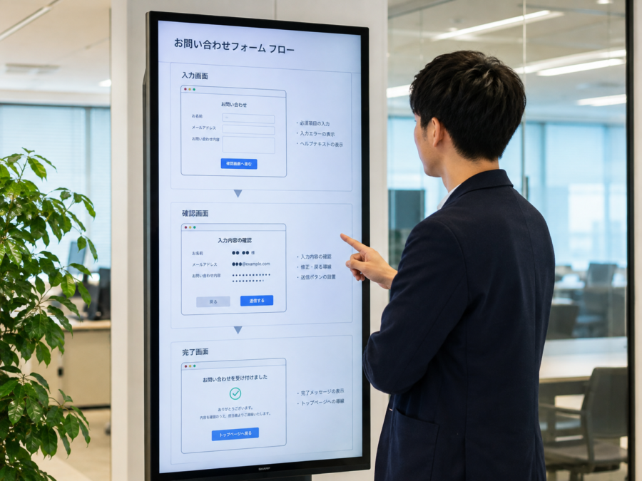 問い合わせフォームの入力から送信完了までを確認するWeb制作担当者
