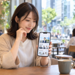 採用サイトで社員や仕事内容を確認する就職活動中の求職者