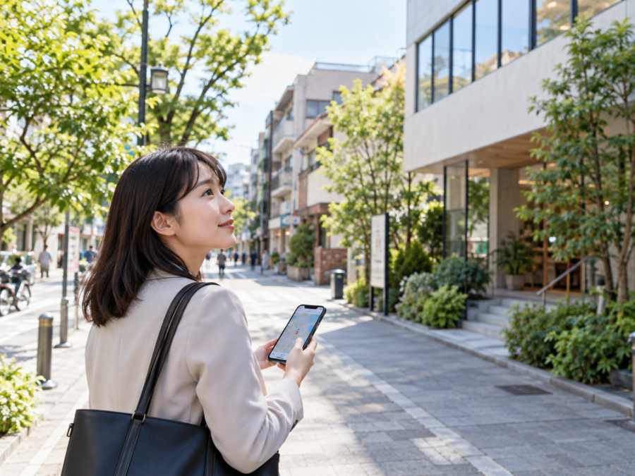 勤務先までのアクセスや周辺環境を確認する求職者