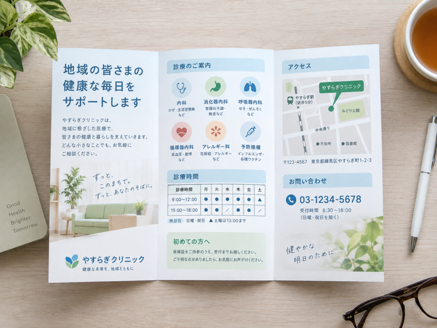 大きな文字と見やすいレイアウトで作られた医療パンフレット