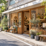 ホームページ用に店舗外観とスタッフを撮影する様子