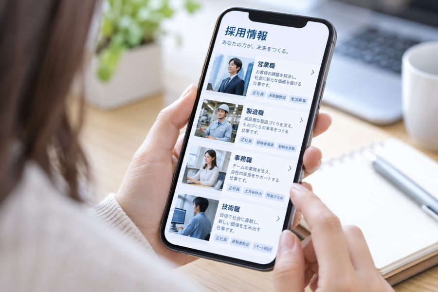 採用サイトで職種別の求人情報を確認する求職者