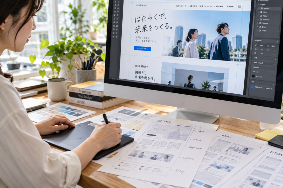 群馬企業の採用サイトを制作するWeb制作スタッフ